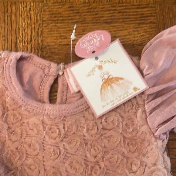 Krissy Kouture Pink Ruffled Baby Dress with Bow - Picture 2 of 6